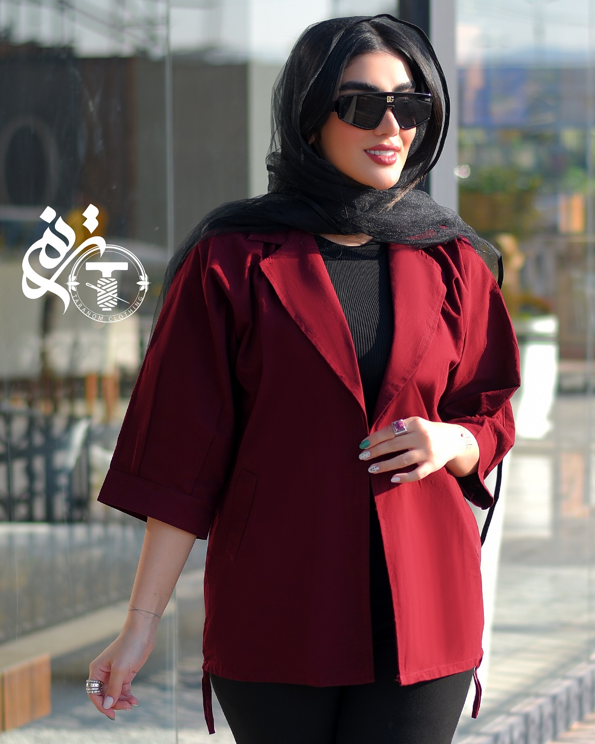 مانتو جلو باز یقه انگلیسی مدل جواهر کد 7086