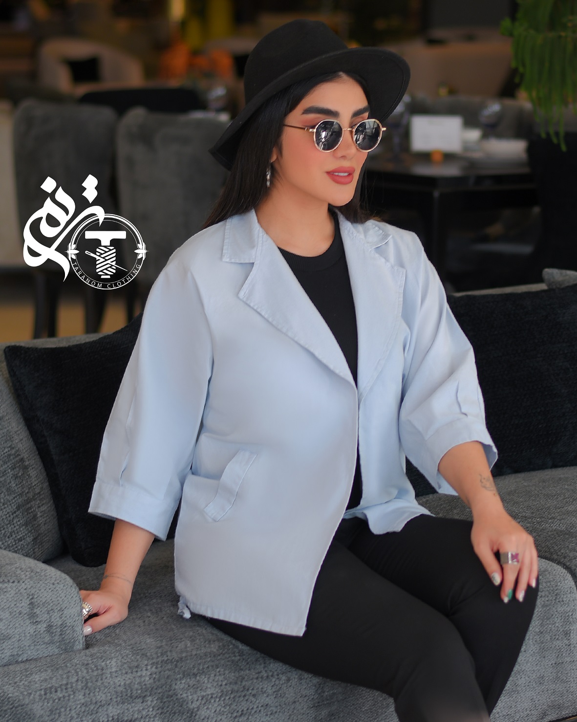 مانتو جلو باز یقه انگلیسی مدل جواهر کد 7086