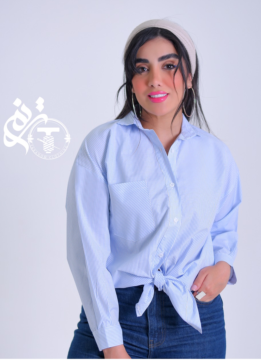 مانتو شومیزی دیپلمات ترند مدل ژیکان آبی یخی